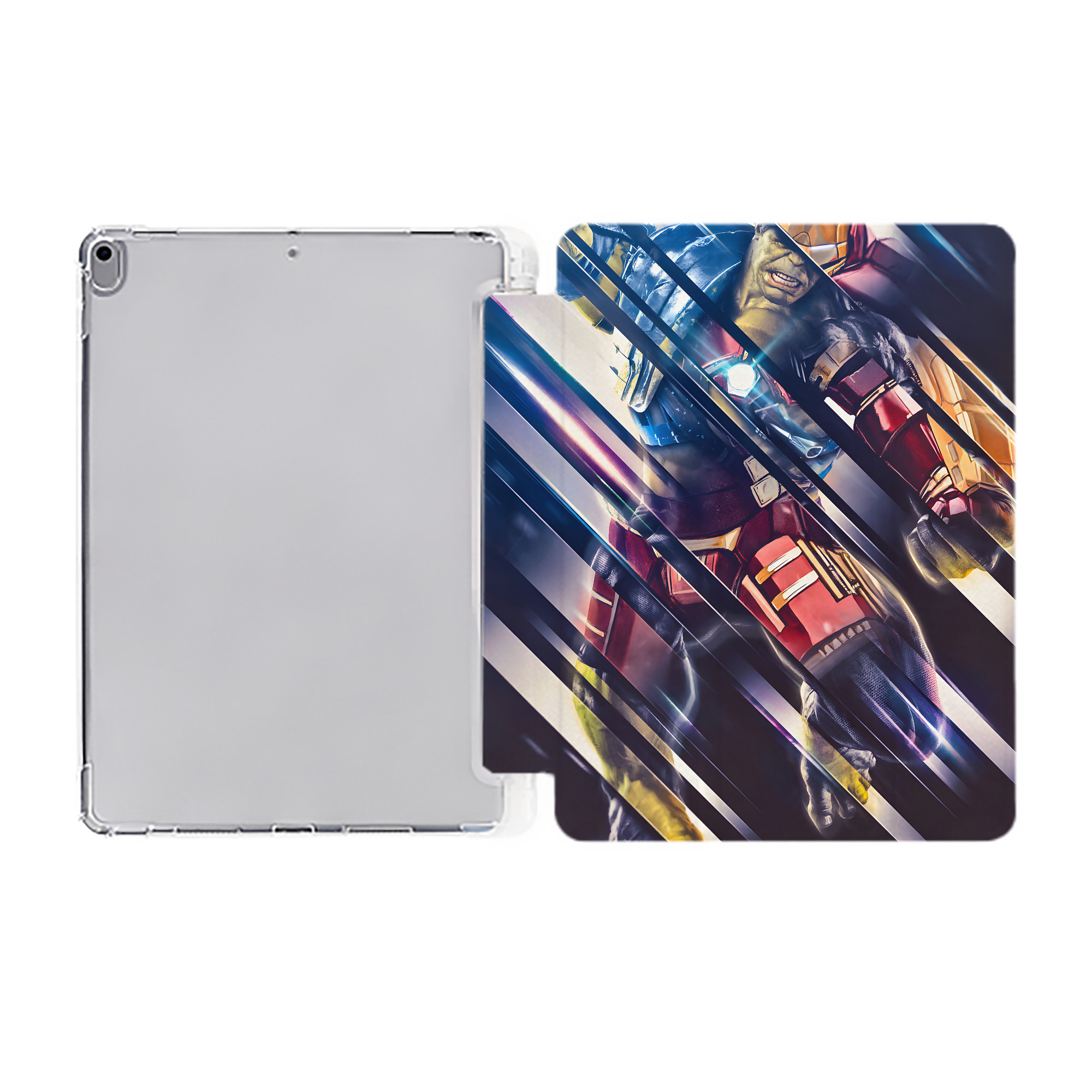 （画像用） アベンジャーズ The Avengers IPad ケース ペン収納付き 三つ折りスタンド PUレザー×シリコン 対応機種9.5/10.5/10.9インチ